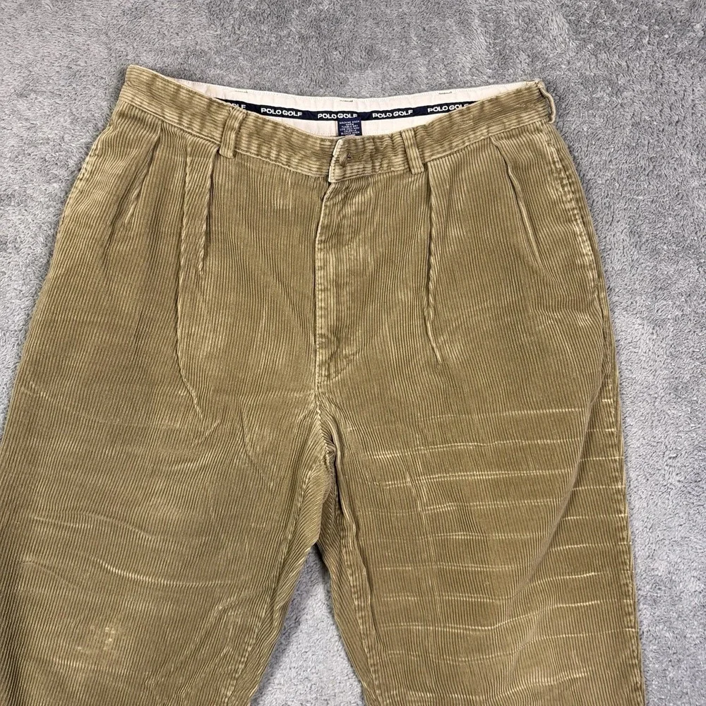 Vintage Polo Ralph Lauren Pants Mens 36x31 Corduroy 90s Chino Trouser Golf Crest